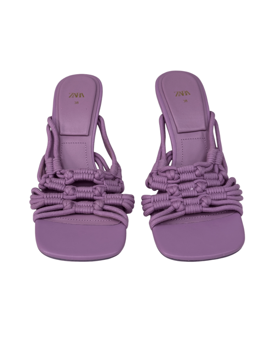 ZARA Purple Lilac Woven Kitten Heel Mules UK 5 EU 38 👠 - Reliked