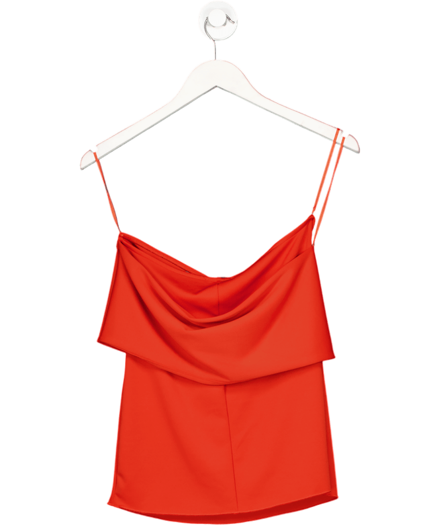ZARA Red Asymmetrical Polyamide Top UK L - Reliked