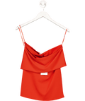 ZARA Red Asymmetrical Polyamide Top UK L - Reliked