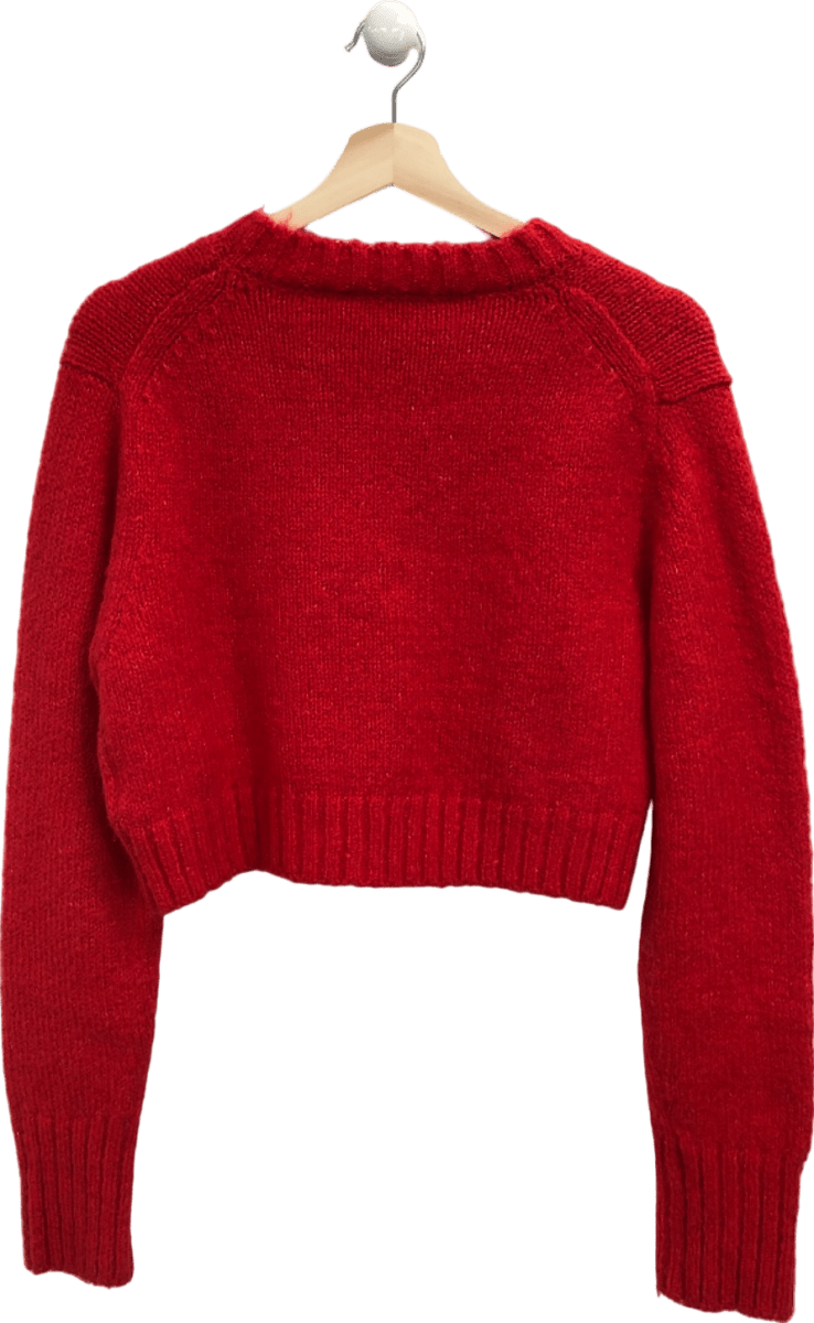 Zara Red Cropped Jumper with Pockets S - Reliked
