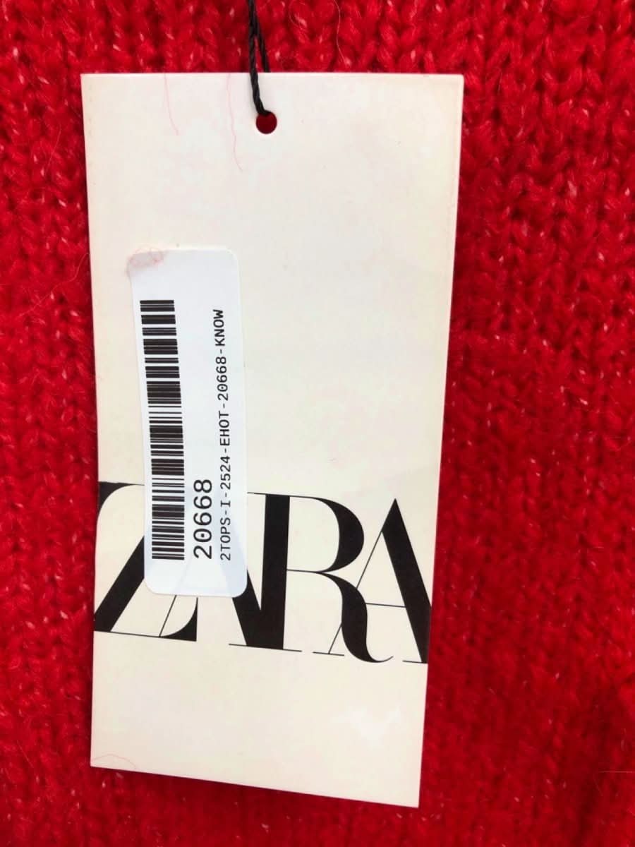 Zara Red Cropped Jumper with Pockets S - Reliked