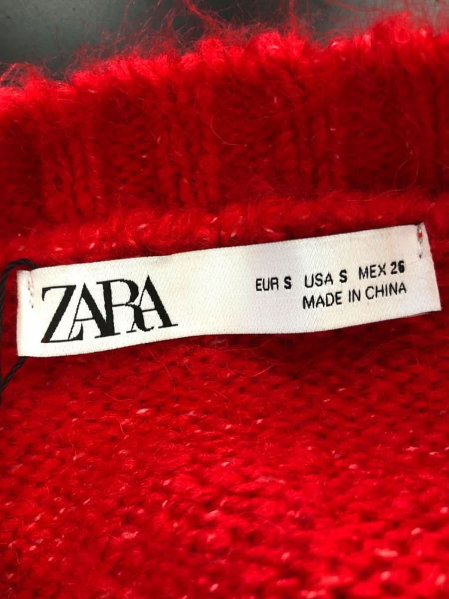 Zara Red Cropped Jumper with Pockets S - Reliked
