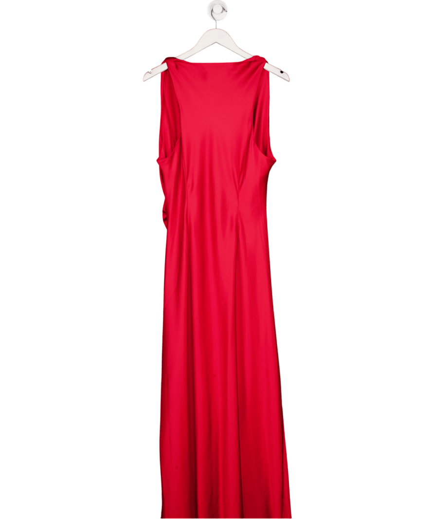 ZARA Red Satin Draped Detaill Maxi Dress UK XL - Reliked
