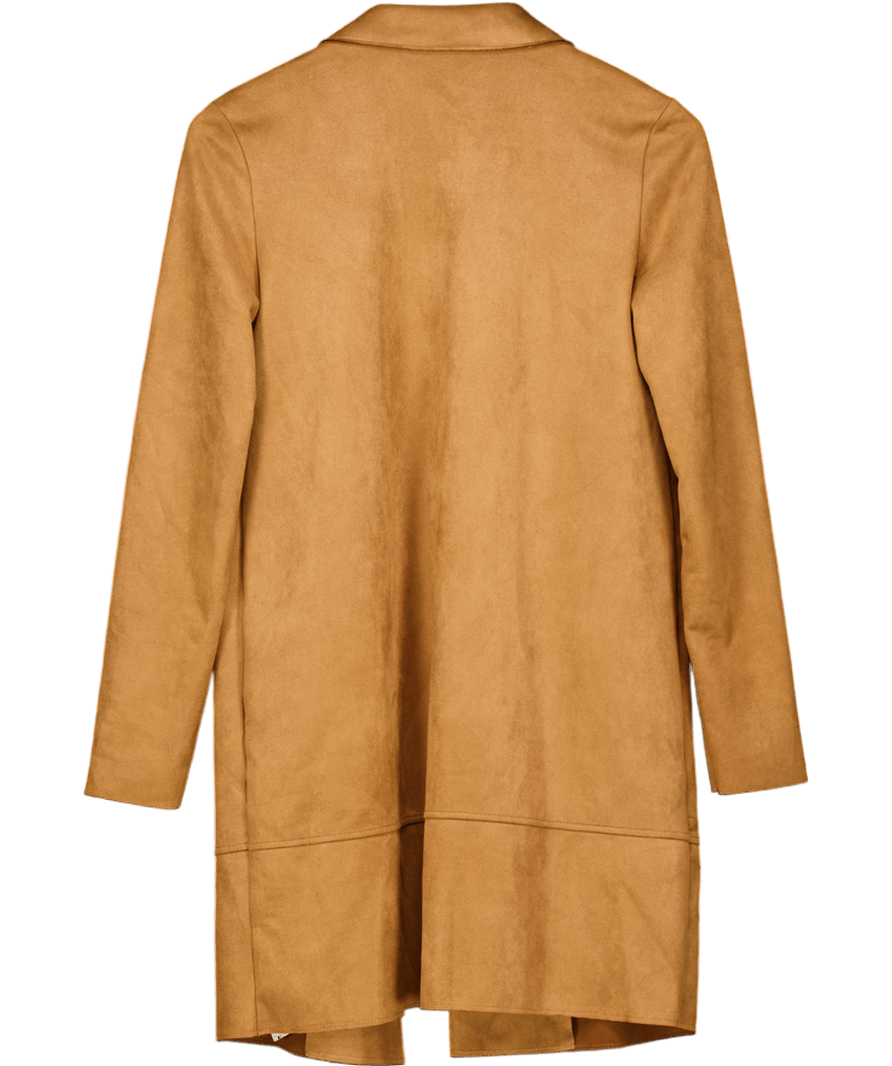 ZARA Tan Brown Faux Suede Longline Jacket UK XS - Reliked