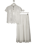 ZARA White 2 - piece ZW Collection Embroidered Top And Skirt Set UK XS - Reliked