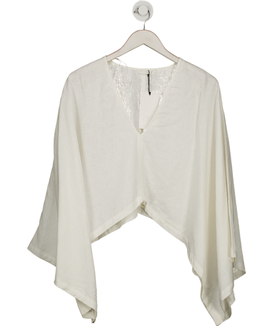 ZARA White Asymmetric Cape Kimono Top UK M/L - Reliked
