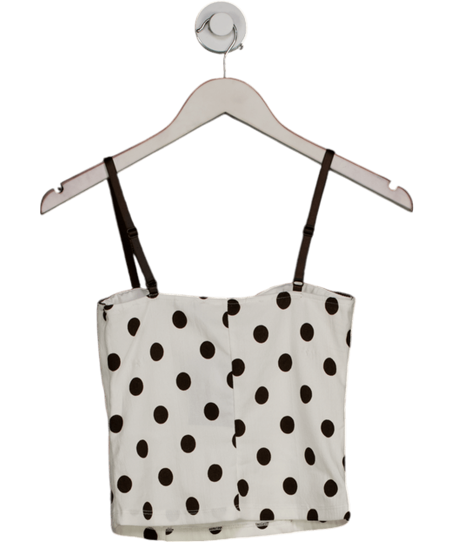ZARA White / Black Polka Dot Cami Top UK S - Reliked