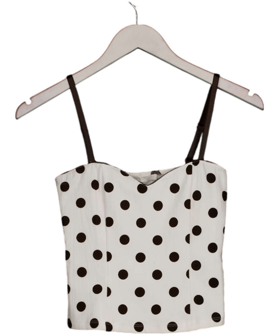 ZARA White / Black Polka Dot Cami Top UK S - Reliked