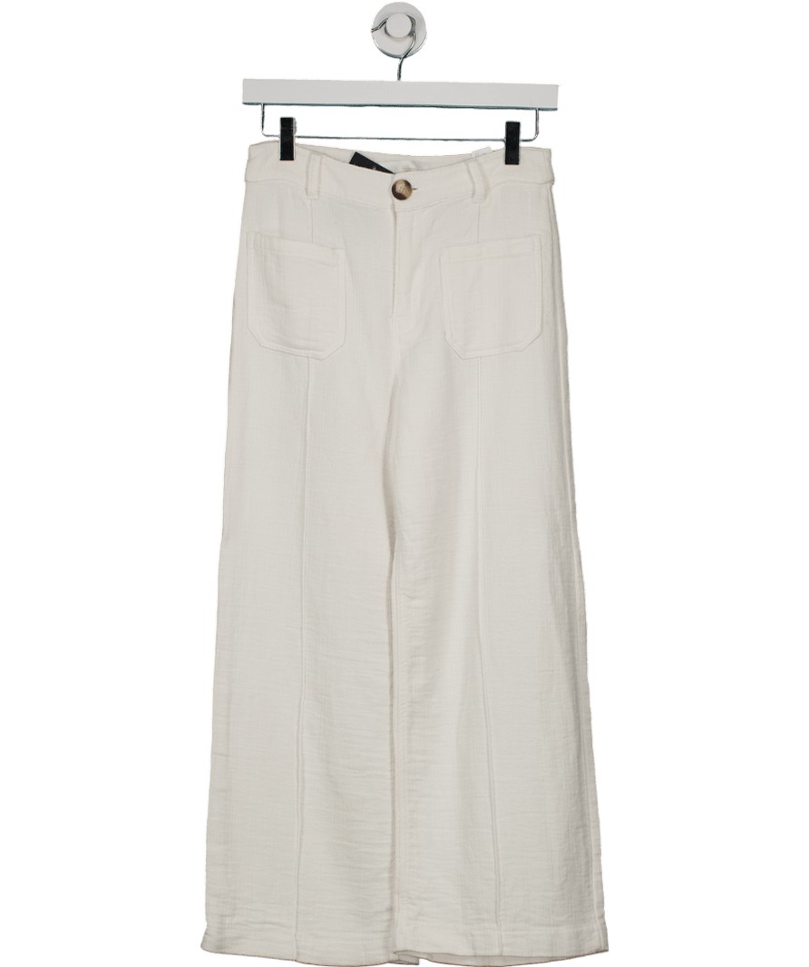ZARA White Braided Belt Culotte Trousers UK XS - Reliked