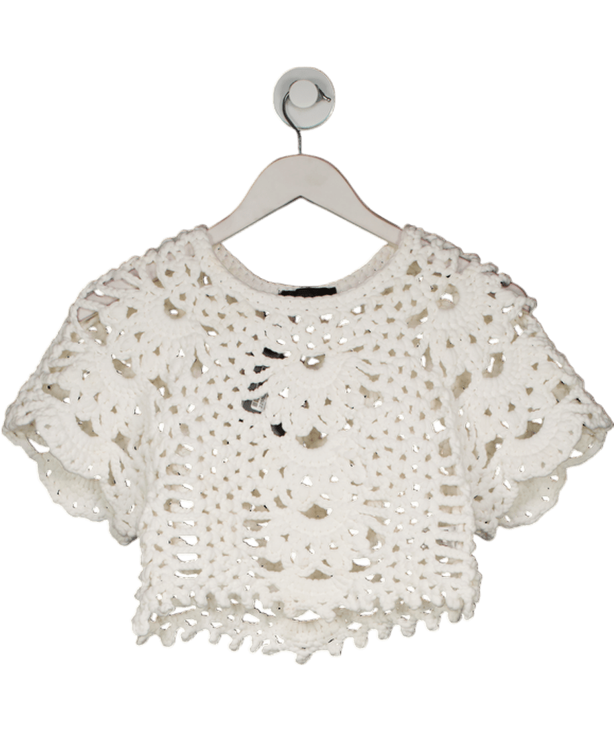 ZARA White Crochet Knit Crop Top UK XS/S - Reliked