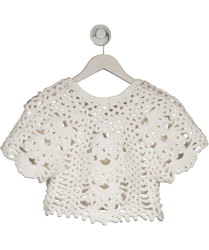 ZARA White Crochet Knit Crop Top UK XS/S - Reliked