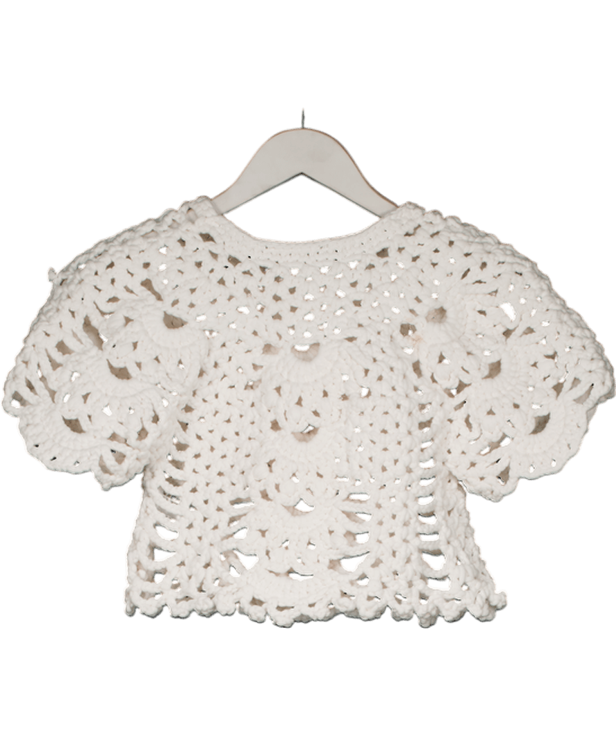 ZARA White Crochet Knit Top UK XS/S - Reliked