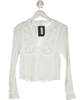 ZARA White Embroidered Detail Cheesecloth Top UK M - Reliked