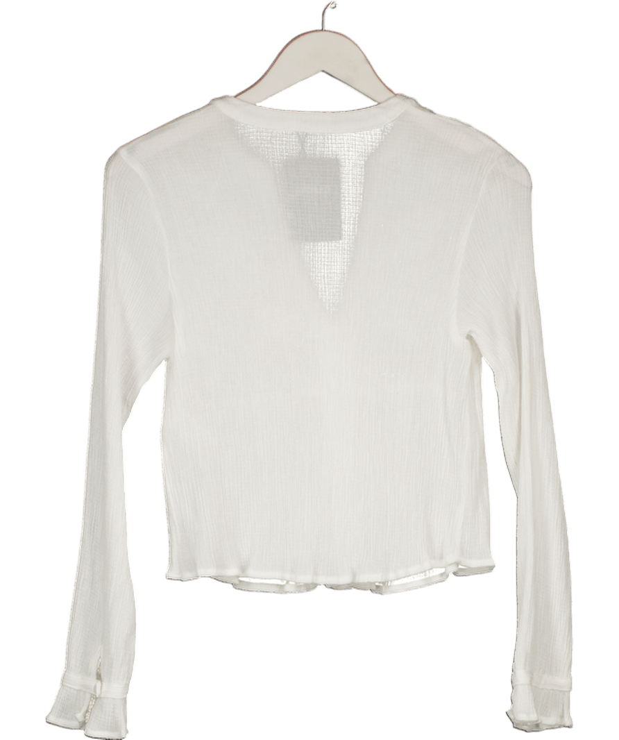 ZARA White Embroidered Detail Cheesecloth Top UK M - Reliked