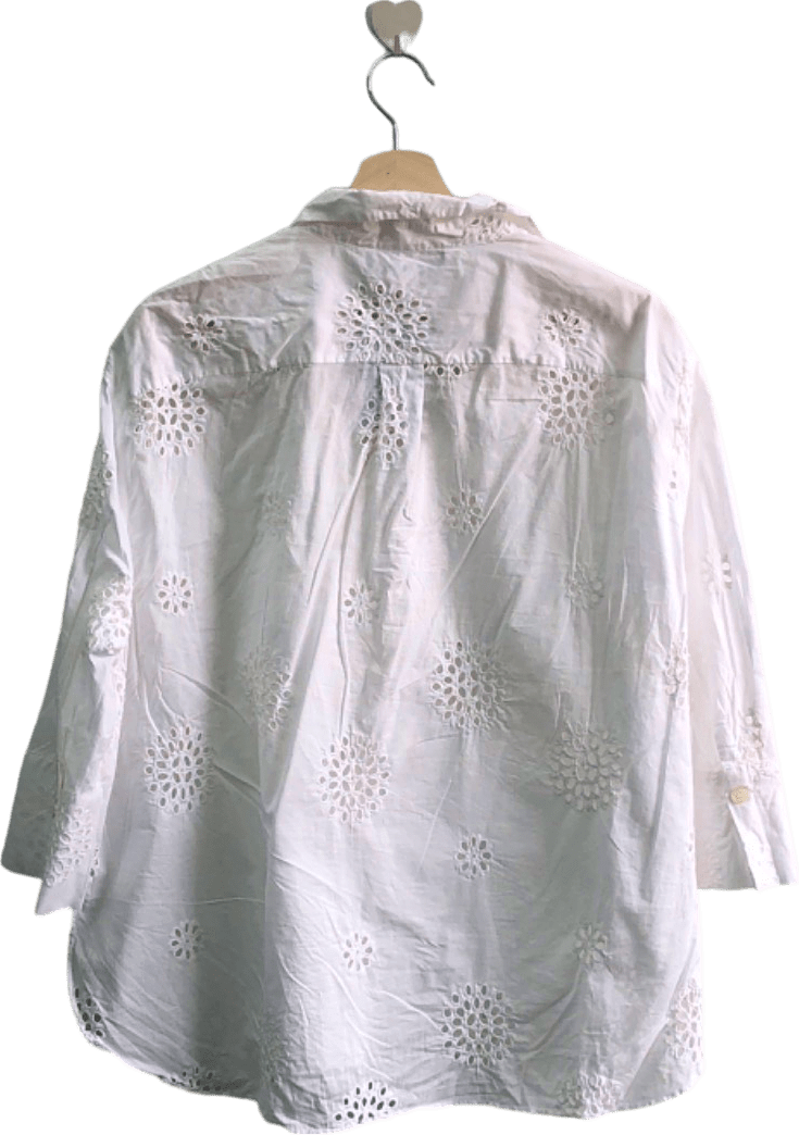 Zara White Eyelet Embroidered Shirt EU L - Reliked