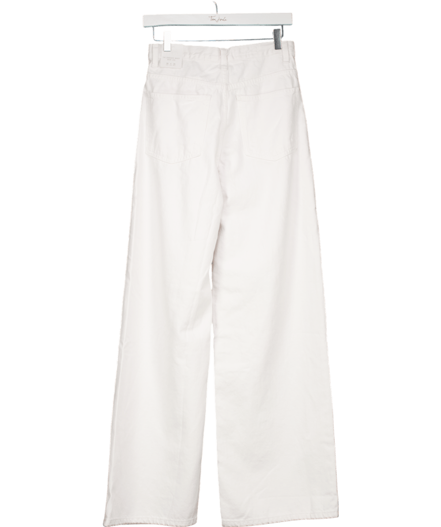 ZARA White High - waist Trf Wide - leg Crossover Waist Jeans UK 8 - Reliked