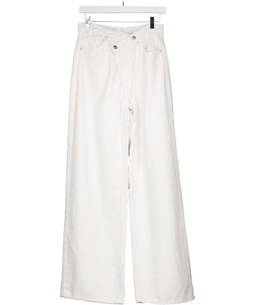 ZARA White High - waist Trf Wide - leg Crossover Waist Jeans UK 8 - Reliked