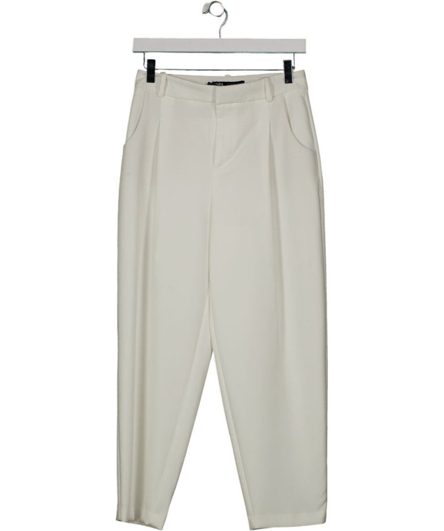 ZARA White High - waist Trousers UK XS - Reliked