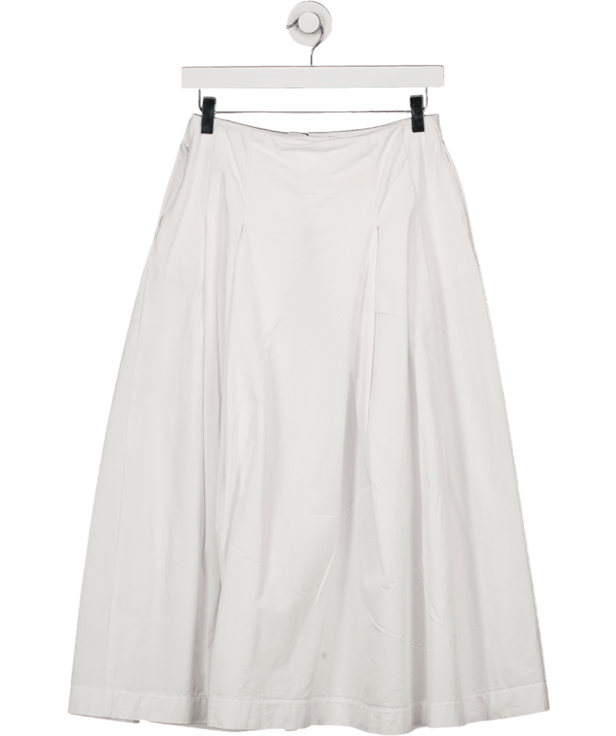 ZARA White High Waisted Pleated Midi Skirt UK XS - Reliked