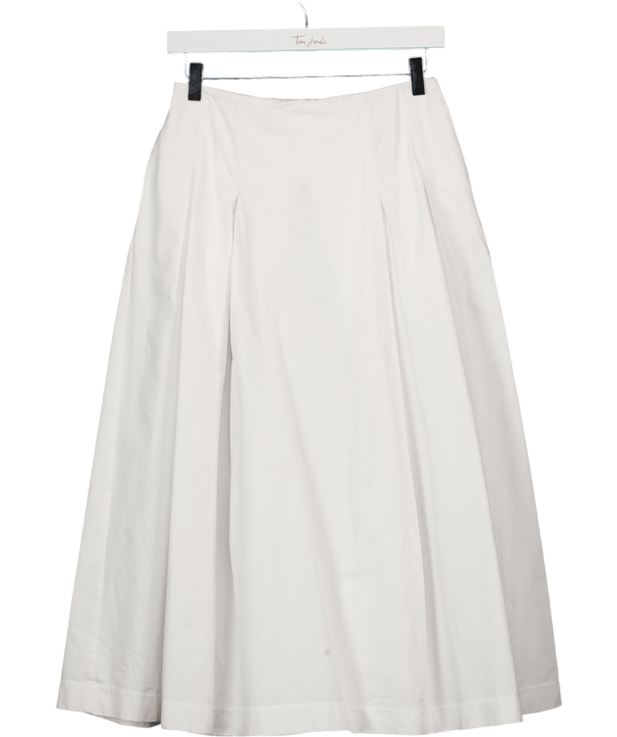 ZARA White High Waisted Pleated Midi Skirt UK XS - Reliked