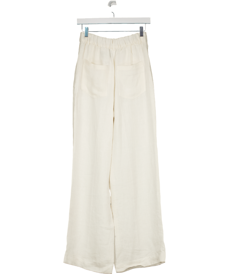 ZARA White Linen Blend Straight - leg Trousers UK S - Reliked