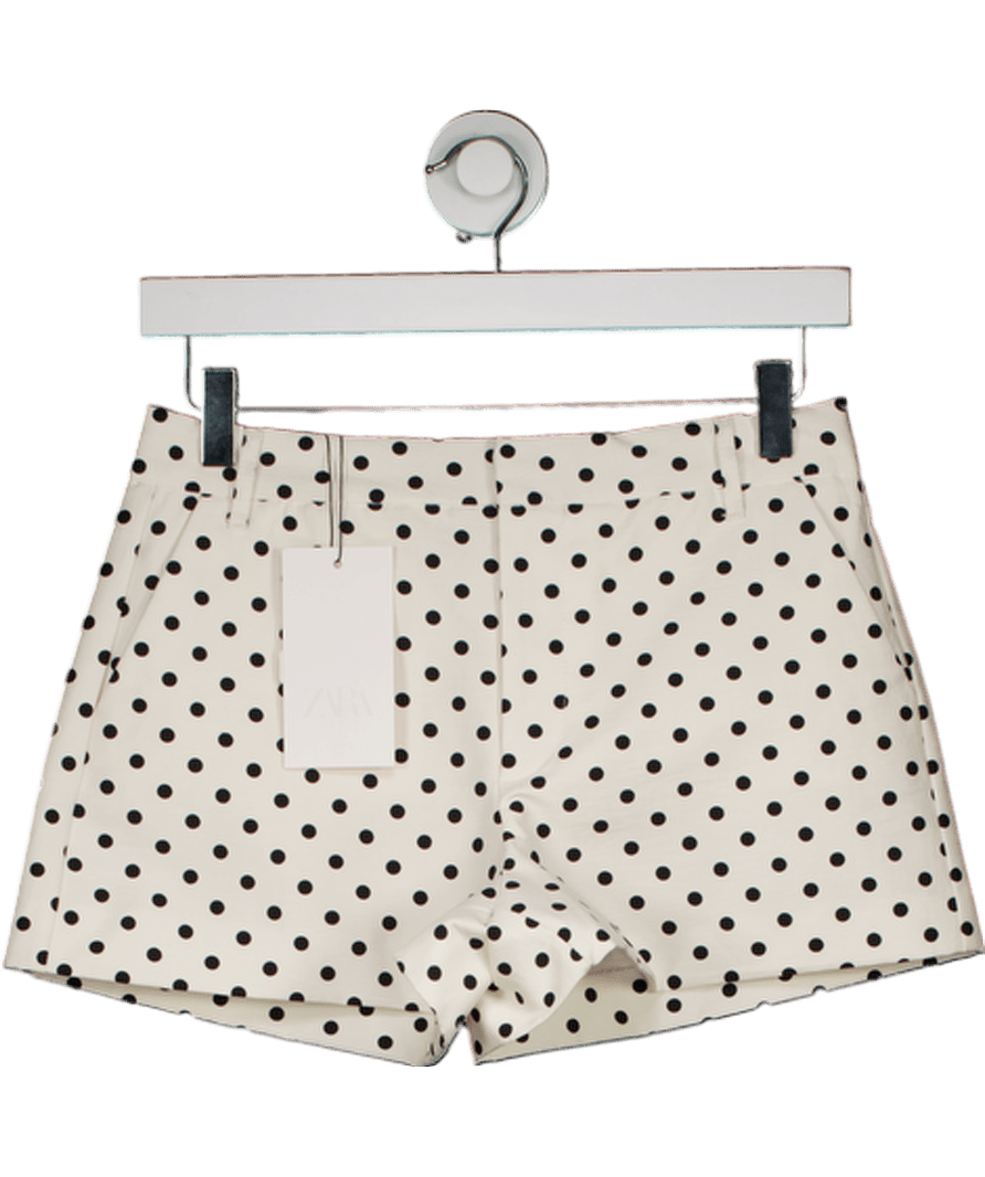 ZARA White Mini Polka Dot Shorts UK XS - Reliked