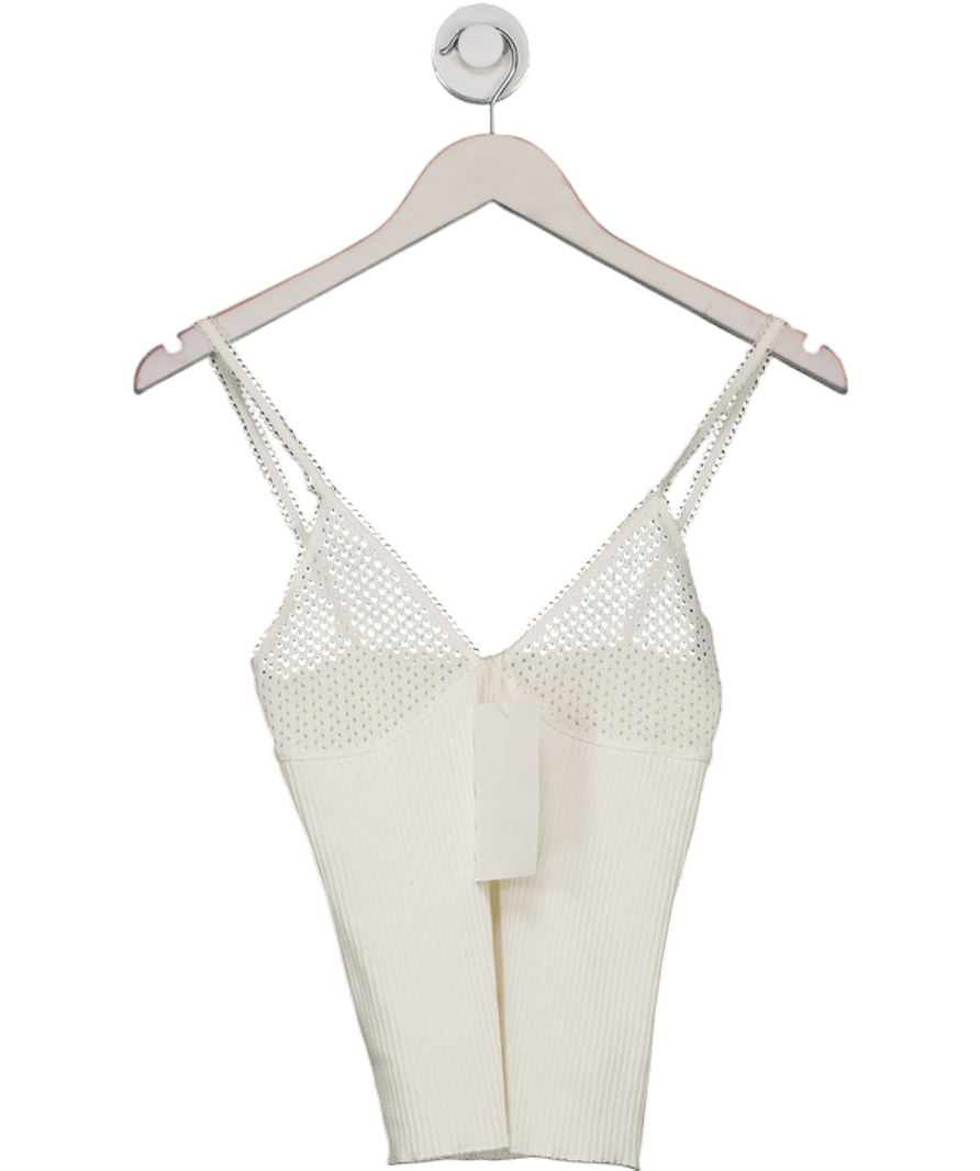 ZARA White Pointelle Top UK S - Reliked