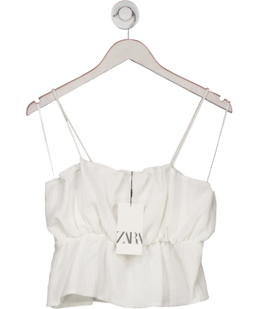 ZARA White Strappy Crop Top UK S - Reliked