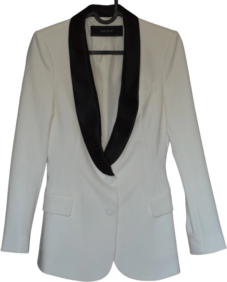 ZARA White Tuxedo Blazer UK XS - Reliked