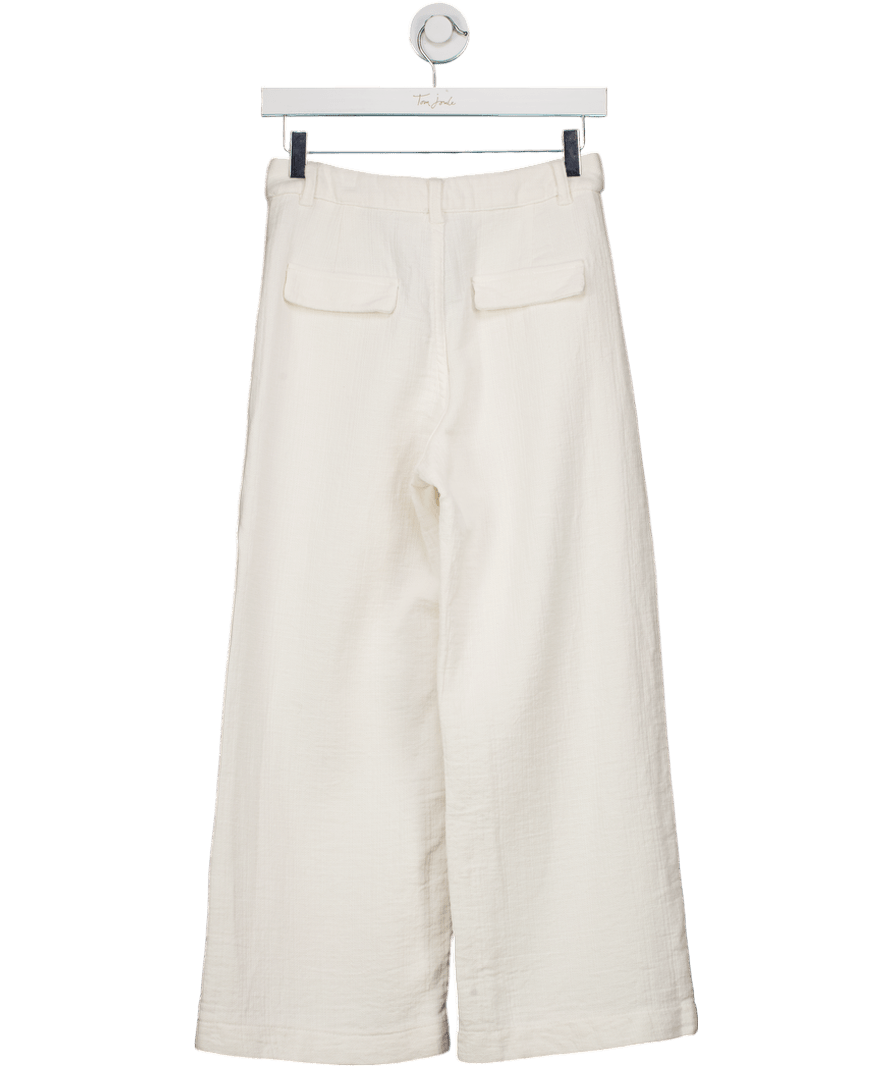 ZARA White Wide Cropped Patch Pocket Trousers UK XS - Reliked