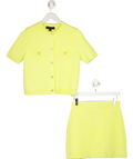 ZARA Yellow 2 - piece Short Sleeve Knit Cardigan And Skirt Set UK S - Reliked