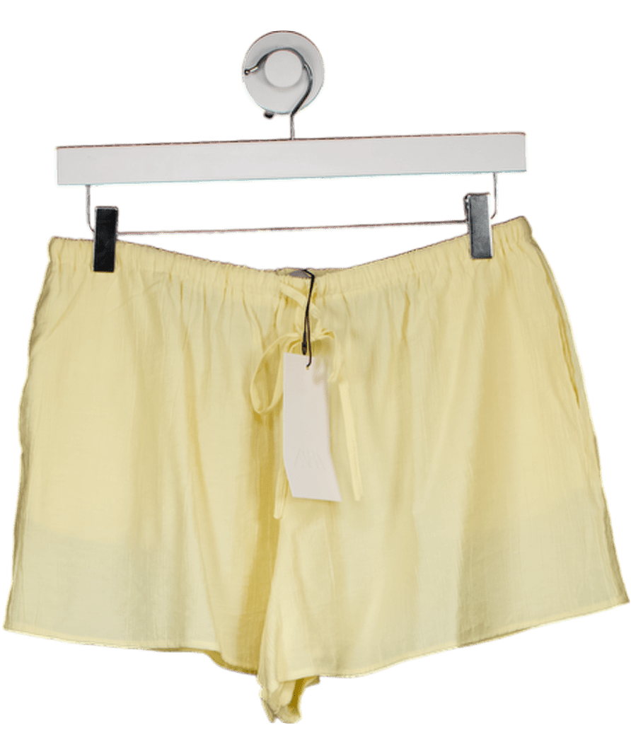 ZARA Yellow Drawstring Mini Shorts UK M - Reliked