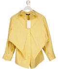 ZARA Yellow Oversized Striped Poplin Shirt UK S - Reliked