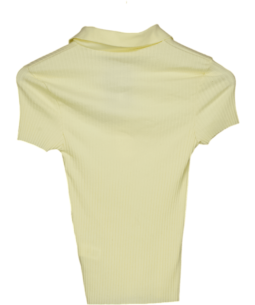 ZARA Yellow Ribbed Polo T-shirt UK S - Reliked