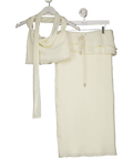 Zemeta Cream 2 - piece Milky Knit Tie Scarf Top (uk S) And Skirt UK L - Reliked