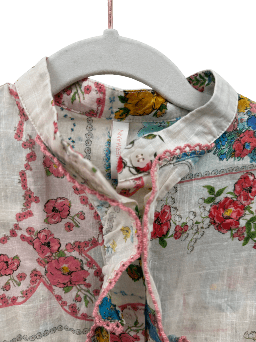 Zimmermann Cream Floral Ruffle Detail Playsuit 4 Years - Reliked