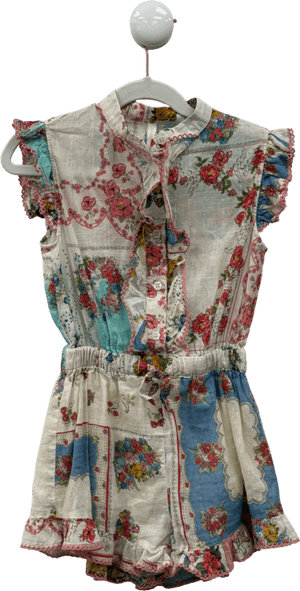 Zimmermann Cream Floral Ruffle Detail Playsuit 4 Years