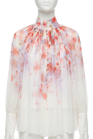 Zimmermann Ivory Floral  Crush Smock Blouse  SZ 1 UK 8/0