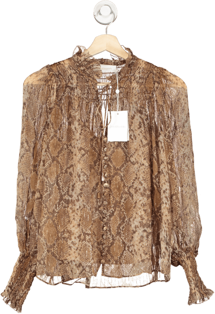 Zimmermann Gold Python Botanica Python Swing Blouse UK 6 - Reliked