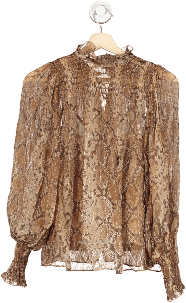 Zimmermann Gold Python Botanica Python Swing Blouse UK 6 - Reliked