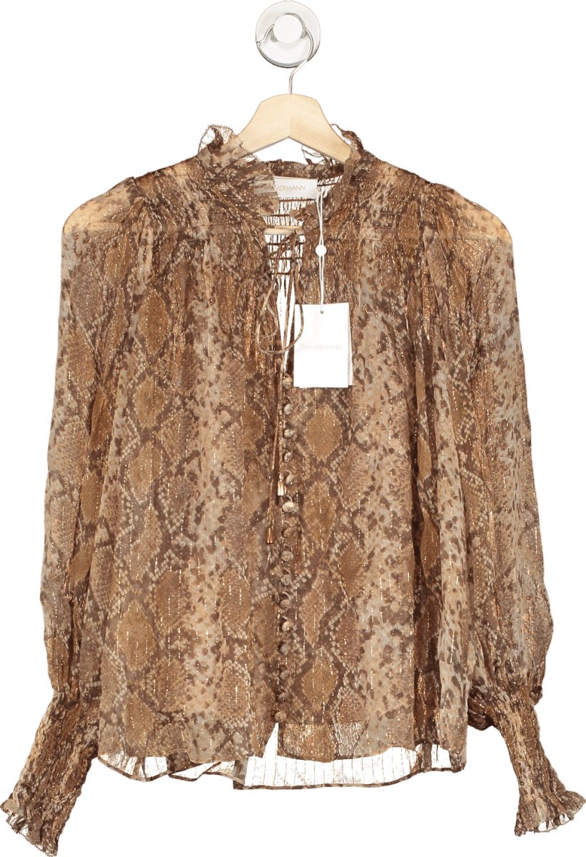 Zimmermann Gold Python Botanica Python Swing Blouse UK 6 - Reliked