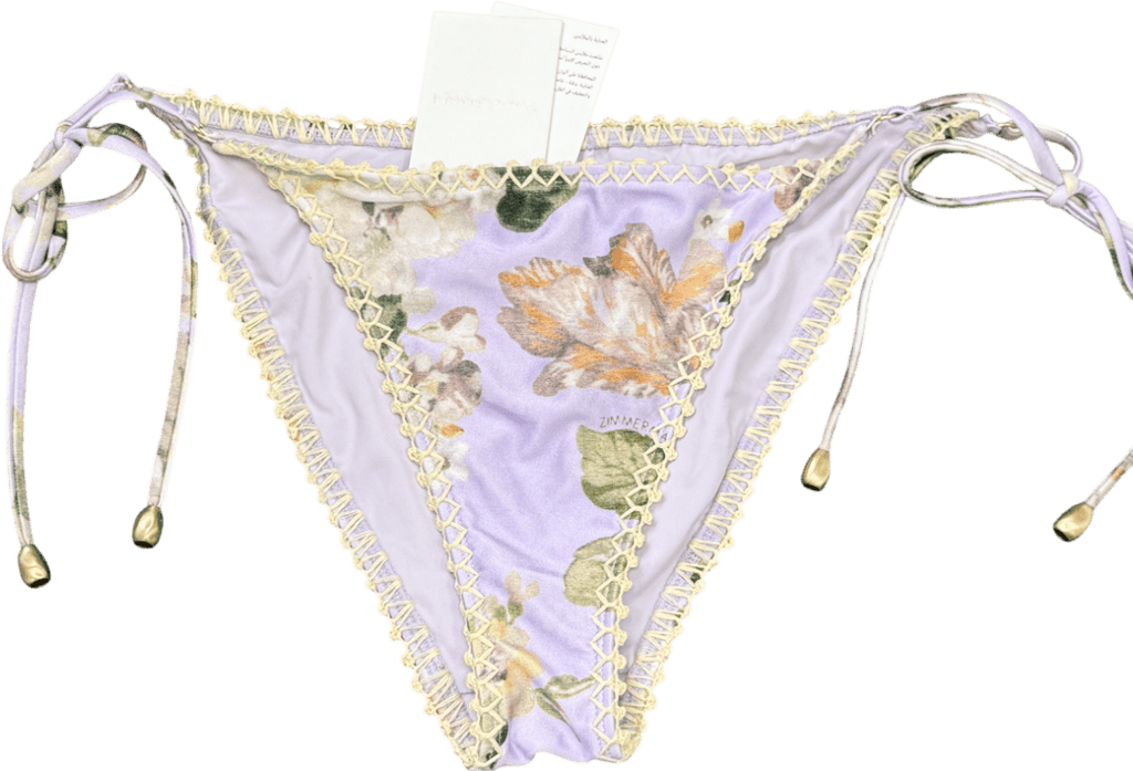 Zimmermann Purple Lilac Floral Acacia Crochet Edge Bikini Bottom UK 16 - Reliked