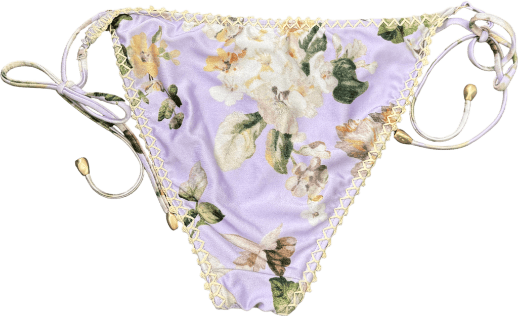 Zimmermann Purple Lilac Floral Acacia Crochet Edge Bikini Bottom UK 16 - Reliked
