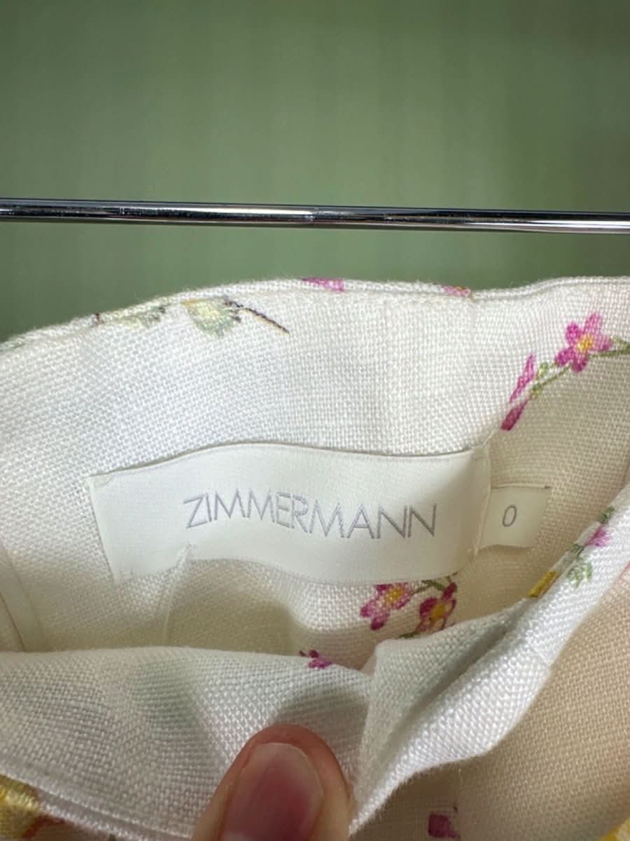 Zimmermann White Zinnia Scalloped Floral - Print Linen Shorts Size 0 UK 8 - Reliked