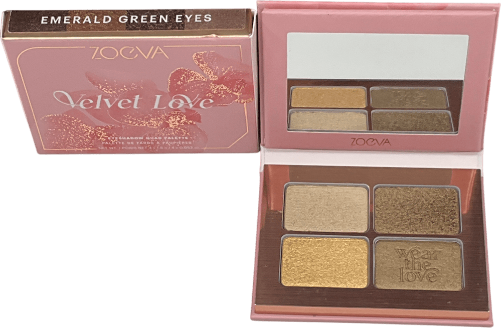 ZOEVA Velvet Love Eyeshadow Quad Palette, Emerald Green Eyes - Green Olive Shades 4x1.5g - Reliked