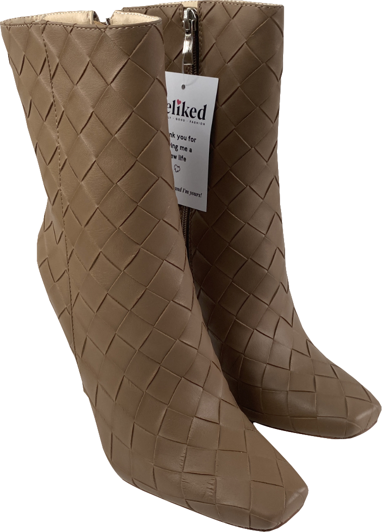 SIMMI Brown Woven Ankle Heeled Boots UK 5 EU 38 👠