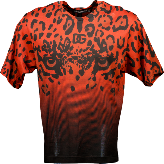 Dolce & Gabbana Red Leopard Eye T-shirt UK M