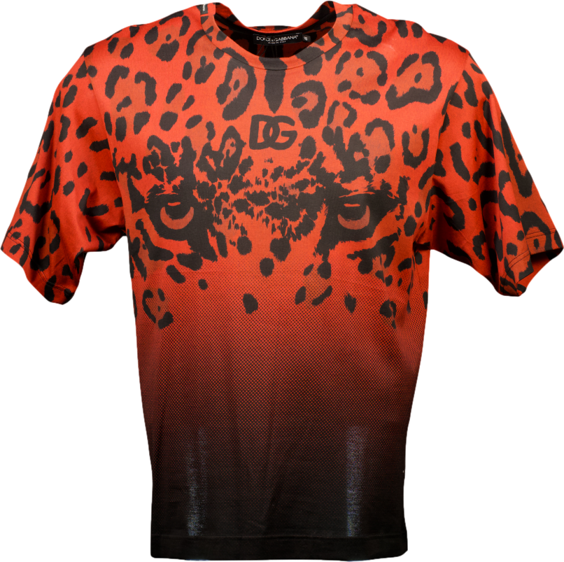 Dolce & Gabbana Red Leopard Eye T-shirt UK M