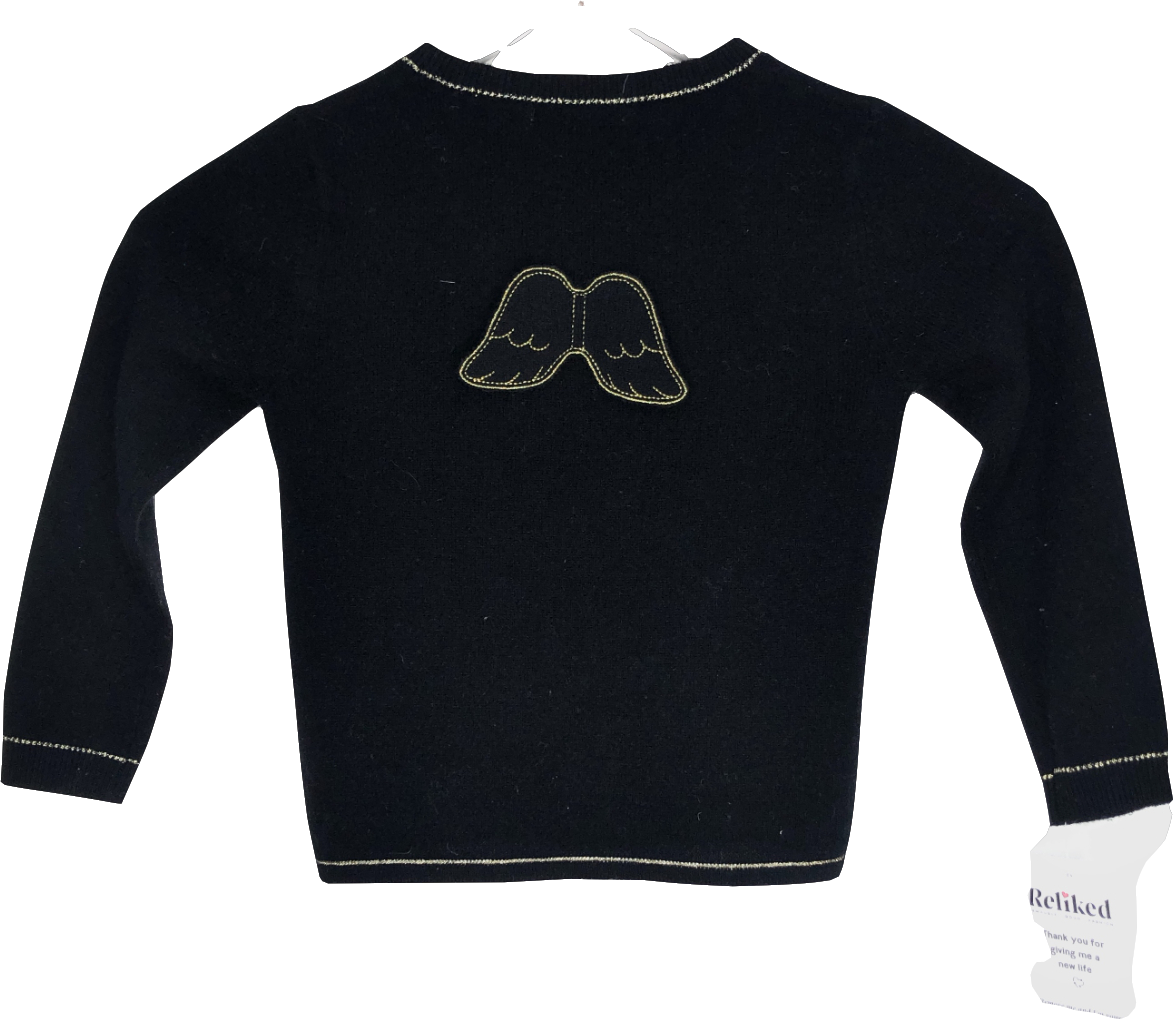 Marie Chantal Black Cashmere And Wool Blend Angel Wing Top 6 Years