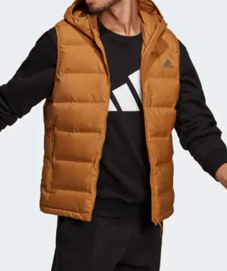 adidas yellow helionic down vest uk m